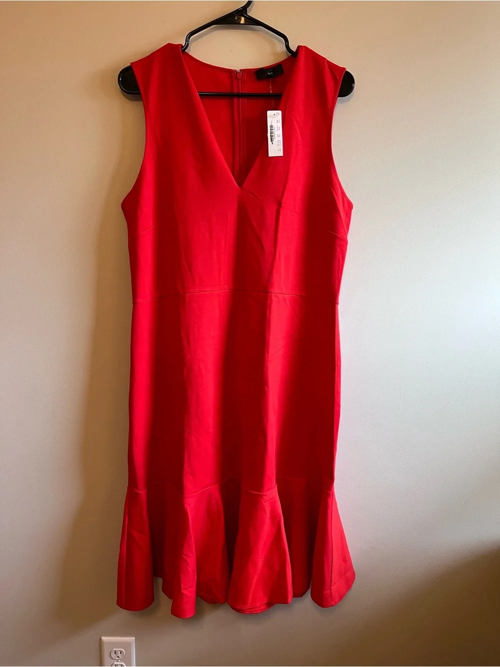 J. Crew Sleeveless Red V-Neck Flounce Hem Dress